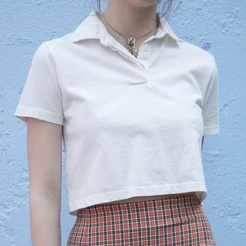 Brandy Melville Cropped Polo, White